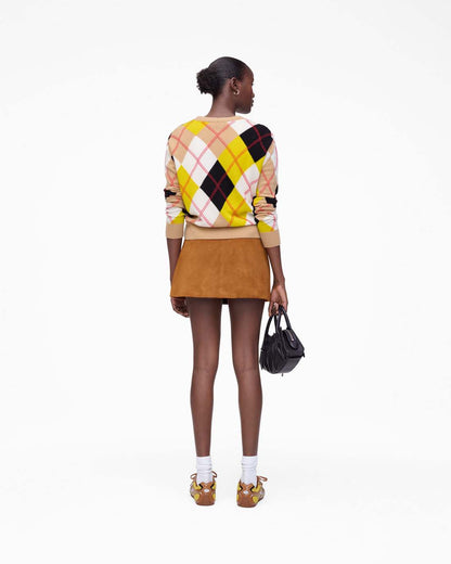 Suede Box Pleat Mini Skirt Copper