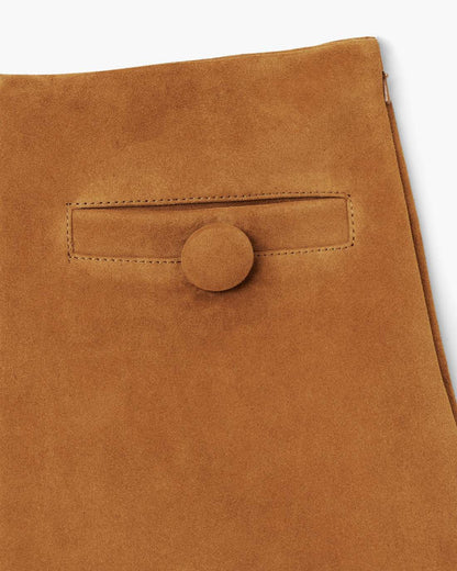 Suede Box Pleat Mini Skirt Copper