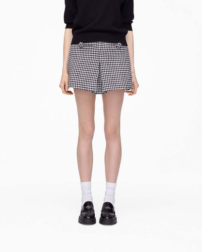 Gingham Tweed Mini Skirt Black Multi