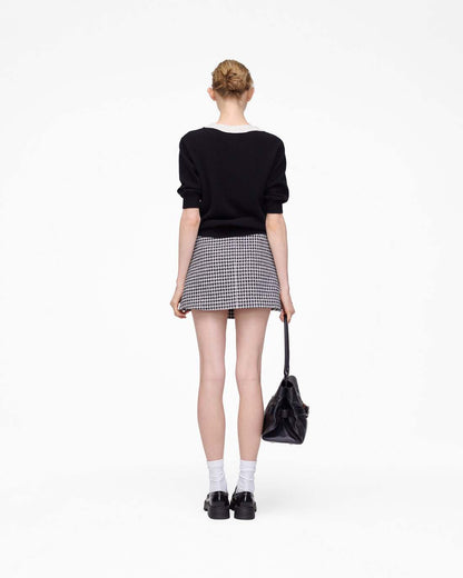 Gingham Tweed Mini Skirt Black Multi