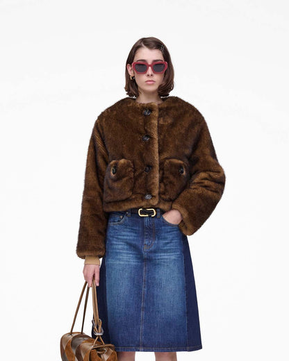 Teddy Cropped Jacket Ebony