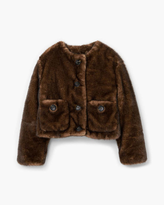 Teddy Cropped Jacket Ebony
