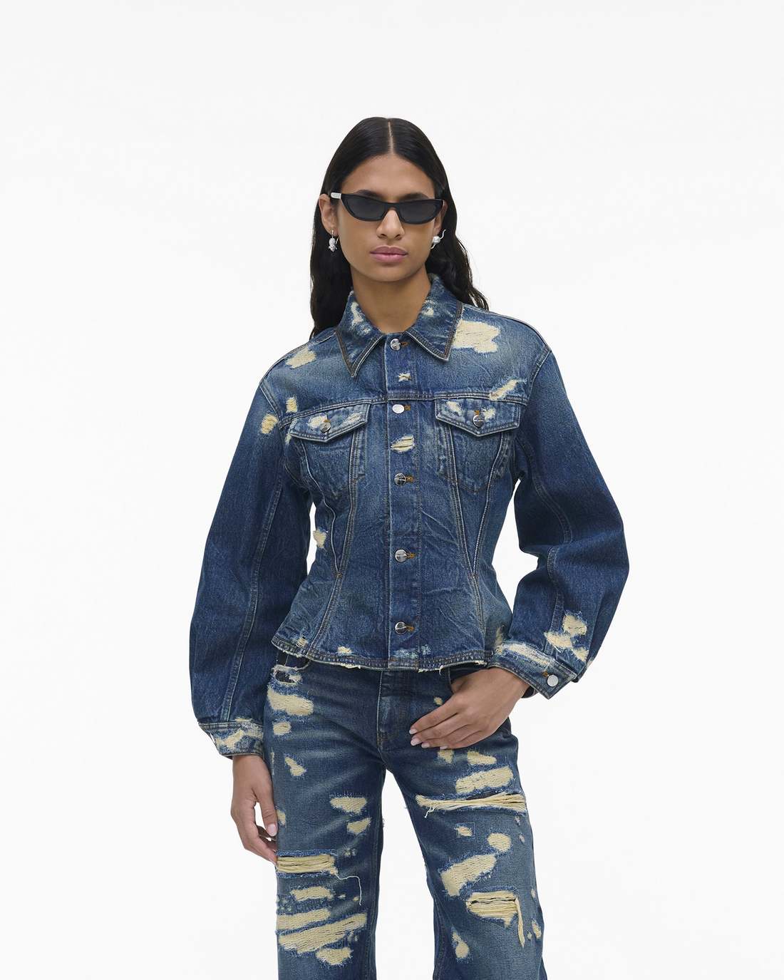 The Rip And Repair Fluted Denim Jacket Punk Indigo